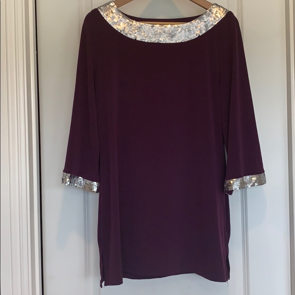 Stunning New Purple Top with Silver Sequins